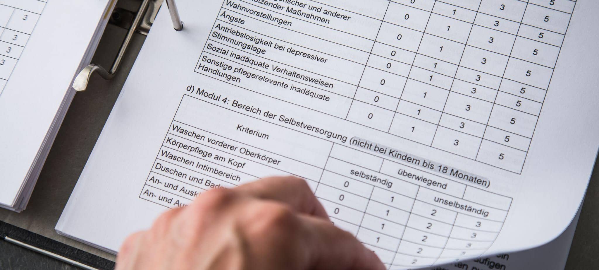 Fragebogen zur Feststellung eines Pflegegrad